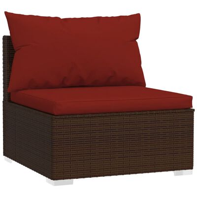 vidaXL Salon de jardin avec coussins 7 pcs marron résine tressée