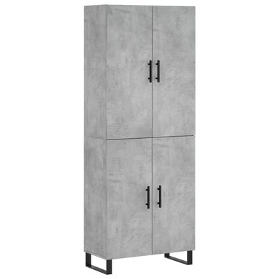 vidaXL Buffet haut Gris béton 69,5x34x180 cm Bois d'ingénierie