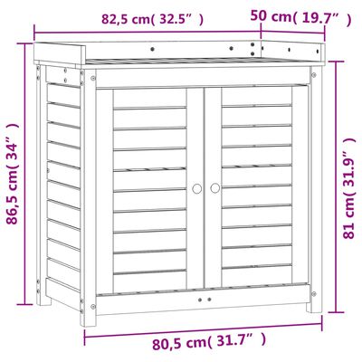 vidaXL Table de rempotage et étagères 82,5x50x86,5 cm bois massif pin