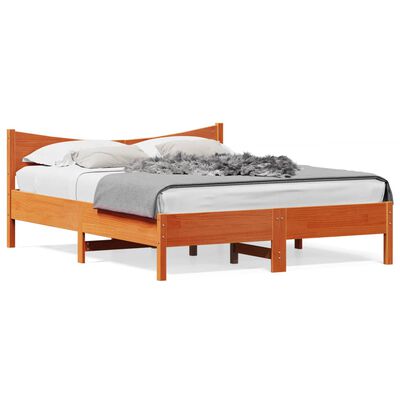 vidaXL Cadre de lit sans matelas cire marron 160x200cm bois pin massif