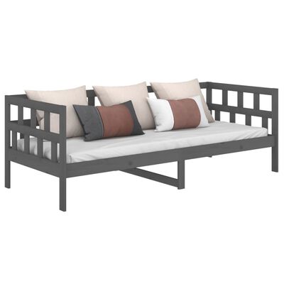 vidaXL Lit de jour sans matelas gris bois de pin massif 90x190 cm