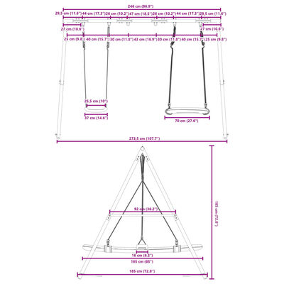 vidaXL Ensemble balançoire d'extérieur balançoire et balançoire nid