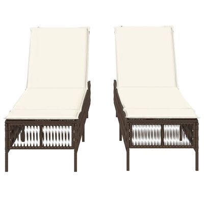 vidaXL Chaises longues avec coussins lot de 2 marron résine tressée