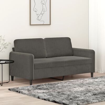 vidaXL Canapé à 2 places Gris foncé 140 cm Velours