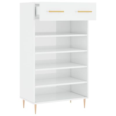 vidaXL Armoire à chaussure Blanc brillant 60x35x105 cm Bois ingénierie