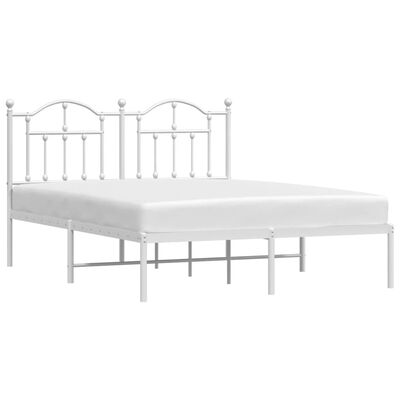 vidaXL Cadre de lit métal sans matelas et tête de lit blanc 140x190 cm