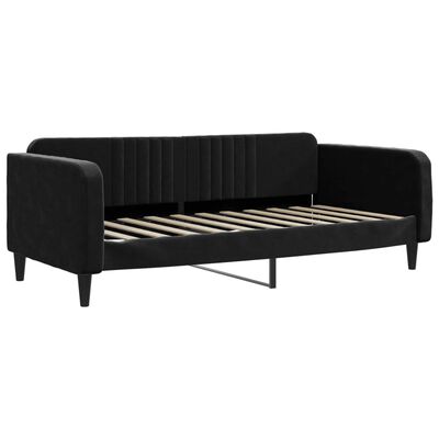 vidaXL Lit de jour avec matelas noir 90x190 cm velours