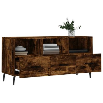 vidaXL Meuble TV chêne fumé 102x36x50 cm bois d'ingénierie