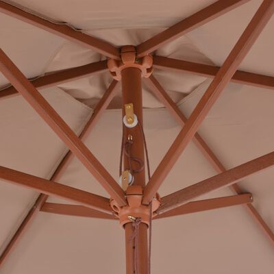 vidaXL Parasol d'extérieur avec mât en bois 270 cm taupe