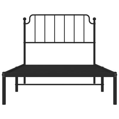 vidaXL Cadre de lit métal sans matelas avec tête de lit noir 100x190cm