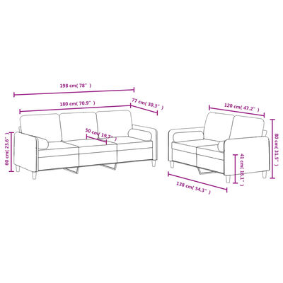 vidaXL Ensemble de canapés 2 pcs avec coussins gris clair velours