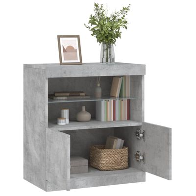 vidaXL Buffet avec lumières LED gris béton 60x37x67 cm