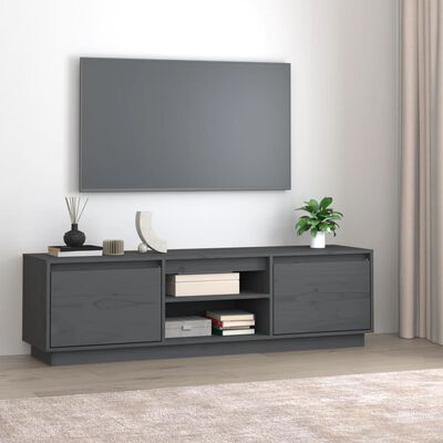 vidaXL Meuble TV Gris 140x35x40 cm Bois de pin massif