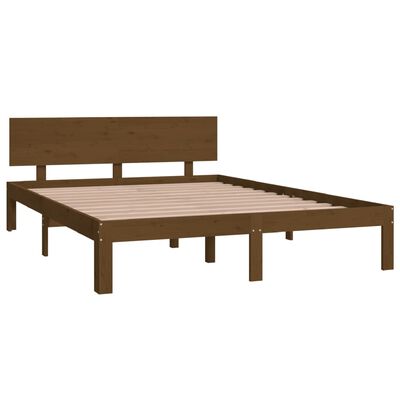 vidaXL Cadre de lit Marron miel Bois de pin massif 140x200 cm