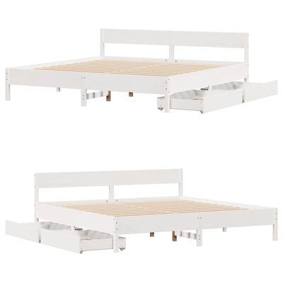 vidaXL Cadre de lit sans matelas blanc 200x200 cm bois massif de pin