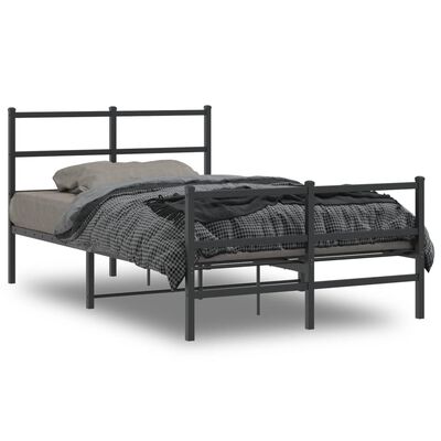 vidaXL Cadre de lit métal sans matelas avec pied de lit noir 120x190cm