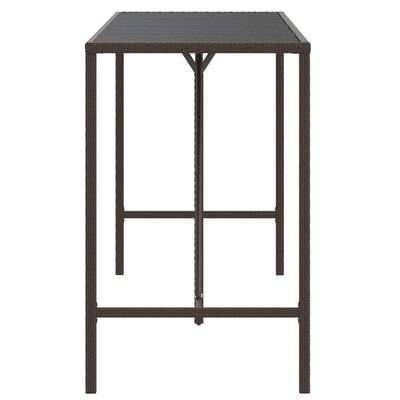 vidaXL Table de bar et dessus en verre marron 180x70x110 cm poly rotin