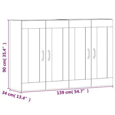 vidaXL Armoires murales 2 pcs blanc brillant bois d'ingénierie