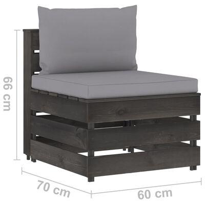 vidaXL Salon de jardin 6 pcs avec coussins Bois imprégné de gris