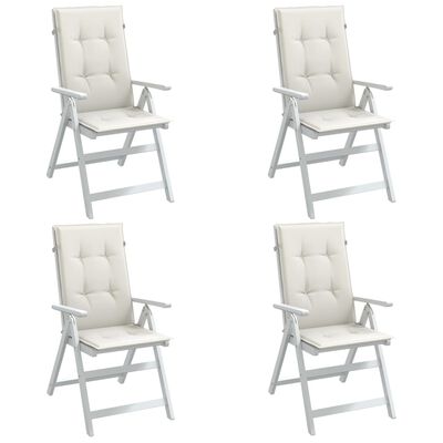 vidaXL Coussins de chaise à dossier haut lot de 4 crème mélangé tissu