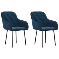 vidaXL Chaises à manger lot de 2 Bleu Velours