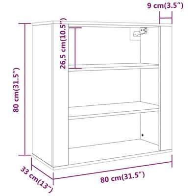 vidaXL Armoire murale Chêne sonoma 80x33x80 cm Bois d'ingénierie