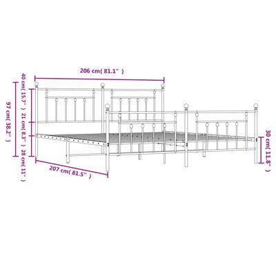 vidaXL Cadre de lit métal sans matelas avec pied de lit noir 200x200cm