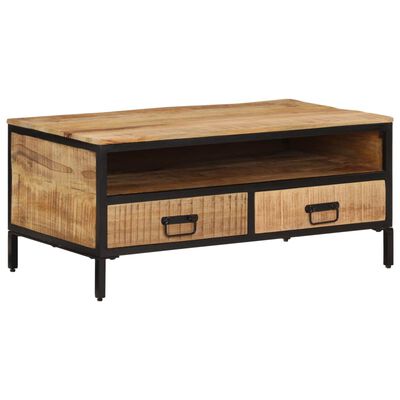 vidaXL Table basse 90x50x30 cm bois massif de manguier brut