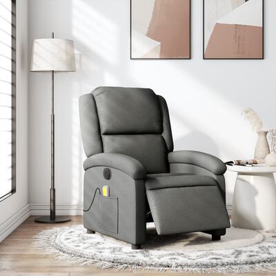 vidaXL Fauteuil inclinable de massage électrique gris foncé tissu