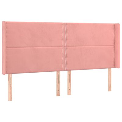 vidaXL Tête de lit avec oreilles Rose 183x16x118/128 cm Velours