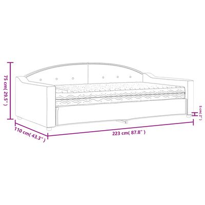 vidaXL Lit de jour avec matelas crème 100x200 cm tissu