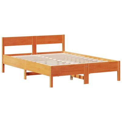 vidaXL Lit bibliothèque sans matelas cire marron 140x190 cm pin massif