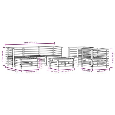 vidaXL Salon de jardin 7 pcs bois massif douglas