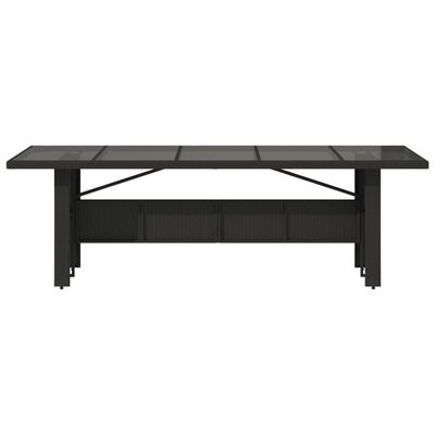 vidaXL Table de jardin dessus en verre noir 240x90x75cm résine tressée