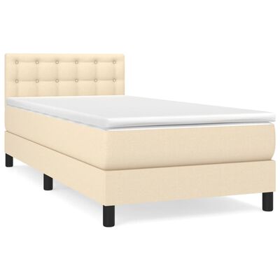 vidaXL Sommier à lattes de lit et matelas Crème 90x190 cm Tissu