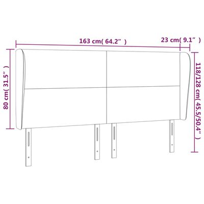 vidaXL Tête de lit avec oreilles Gris clair 163x23x118/128 cm Velours