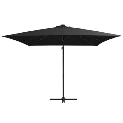 vidaXL Parasol de jardin en porte-à-faux lumières LED et mât en acier