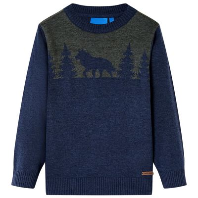 Pull-over tricoté pour enfants bleu marine 140