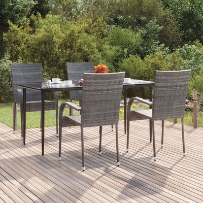 vidaXL Ensemble à manger de jardin 5 pcs Gris Résine tressée