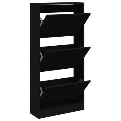 vidaXL Armoire à chaussures noir 60x21x125,5 cm bois d'ingénierie