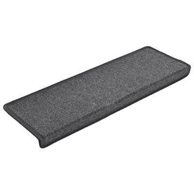 vidaXL Tapis d'escalier 15 pcs 65x21x4 cm Gris foncé