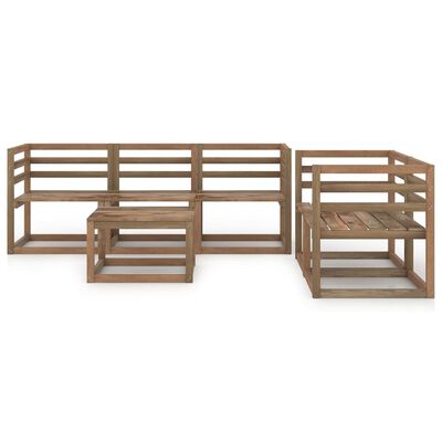 vidaXL Salon de jardin 6 pcs Marron Bois de pin imprégné