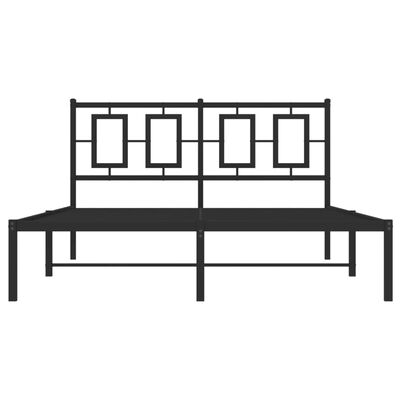 vidaXL Cadre de lit métal sans matelas avec tête de lit noir 135x190cm