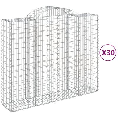 vidaXL Paniers à gabions arqués 30 pcs 200x50x160/180 cm Fer galvanisé