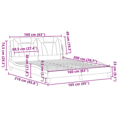 vidaXL Cadre de lit sans matelas blanc 160x200 cm similicuir