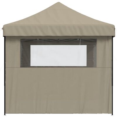 vidaXL Tente de réception pliable escamotable 3 parois latérales taupe