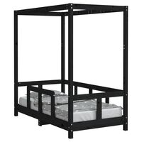 vidaXL Cadre de lit pour enfant noir 70x140 cm bois de pin massif