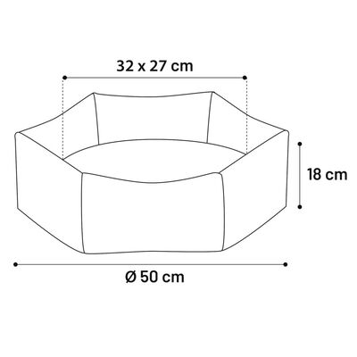 FLAMINGO Lit à chien fermeture éclair Panama Hexagonal 50x18 cm Taupe