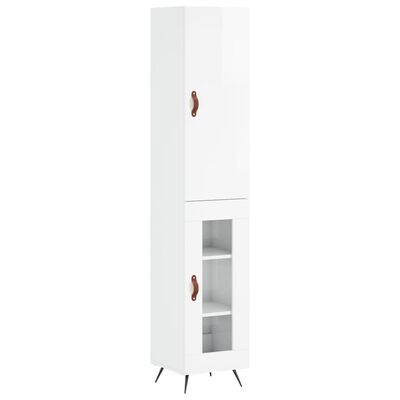 vidaXL Buffet haut Blanc brillant 34,5x34x180 cm Bois d'ingénierie