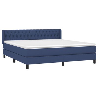 vidaXL Sommier à lattes de lit avec matelas Bleu 180x200 cm Tissu